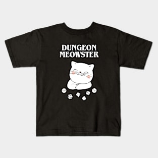 Dungeon Meowster Kitten with Polyhedral Dice Set Kids T-Shirt